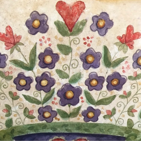 Wooden Jewelry Box Theresa Kogut Print Folk Art Flower Basket - Vintage - Picture 8 of 14